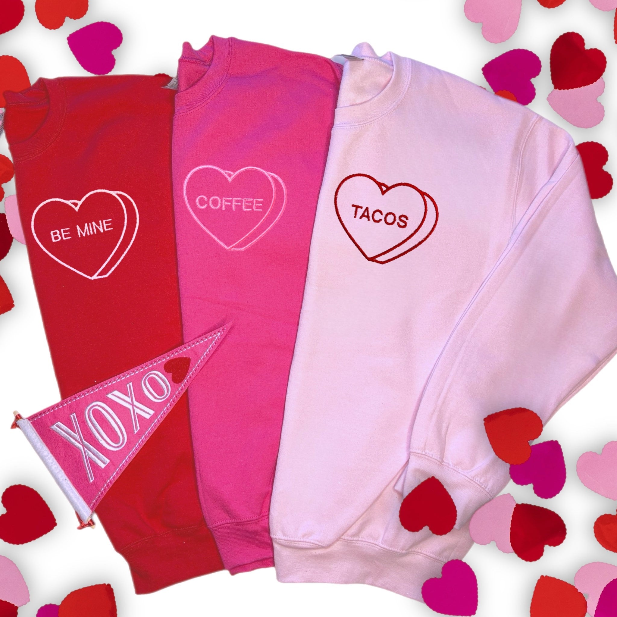 Valentine Candy Heart Embroidered Sweatshirt – The Hometown Company